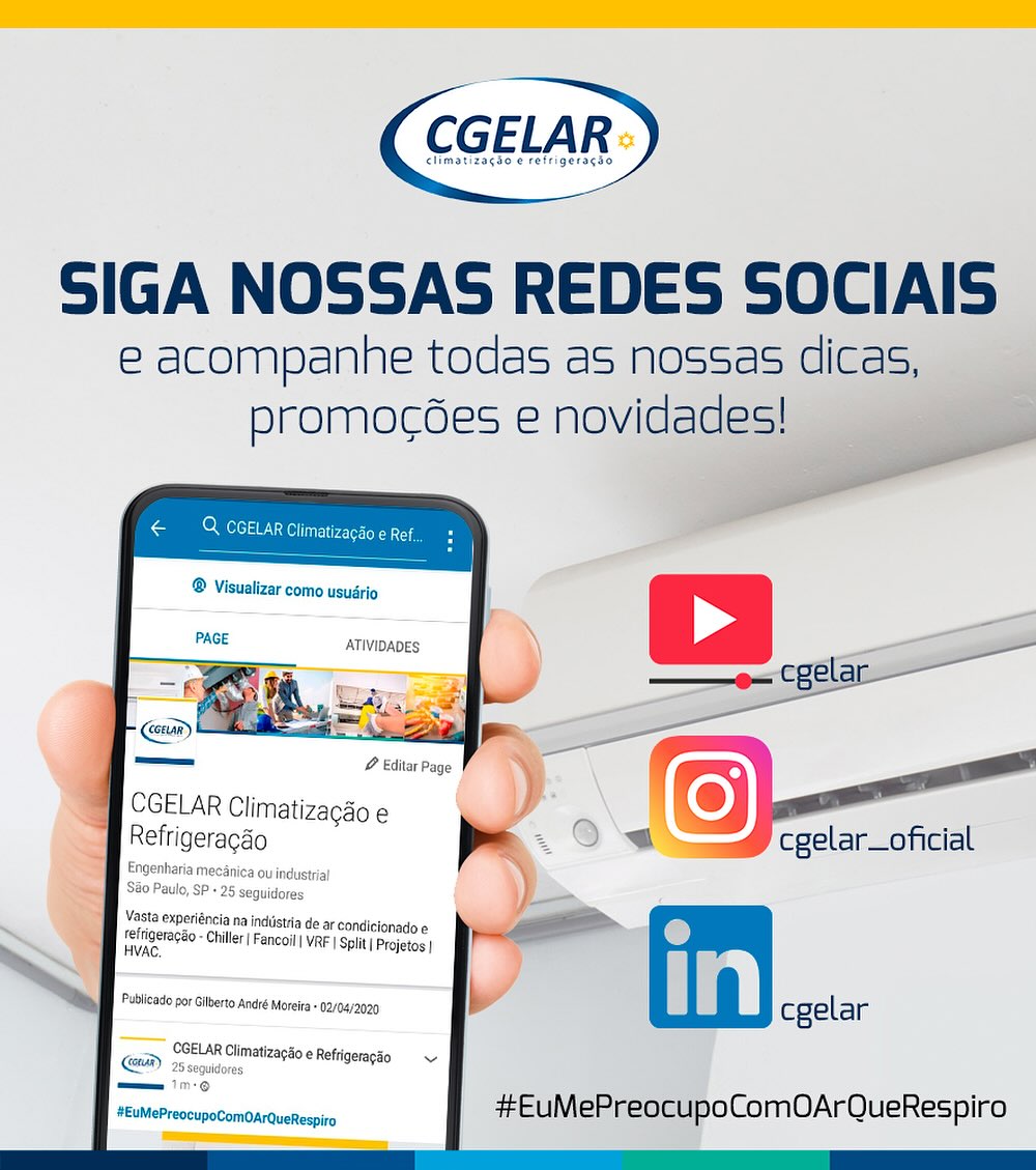 📲 Já acompanha a CGELAR nas redes sociais?

Se você atua com gestão predial, manutenção hospitalar, engenharia ou facilities, aqui é o seu lugar!

Acompanhe de perto nossos projetos, inovações em climatização, cases de sucesso e muito conteúdo técnico sobre PMOC, chillers, exaustão industrial e manutenção corporativa.

🌐 Acesse também nosso site e conheça todas as soluções que oferecemos:
👉 www.cgelar.com.br

🔔 Siga, curta e compartilhe!
Vamos juntos transformar ambientes com tecnologia, eficiência e responsabilidade técnica.

#CGELAR #ClimatizaçãoProfissional #EngenhariaTérmica #PMOC #Chillers #ExaustãoIndustrial #ManutençãoCorporativa #Facilities #EngenhariaHospitalar #SigaCGELAR