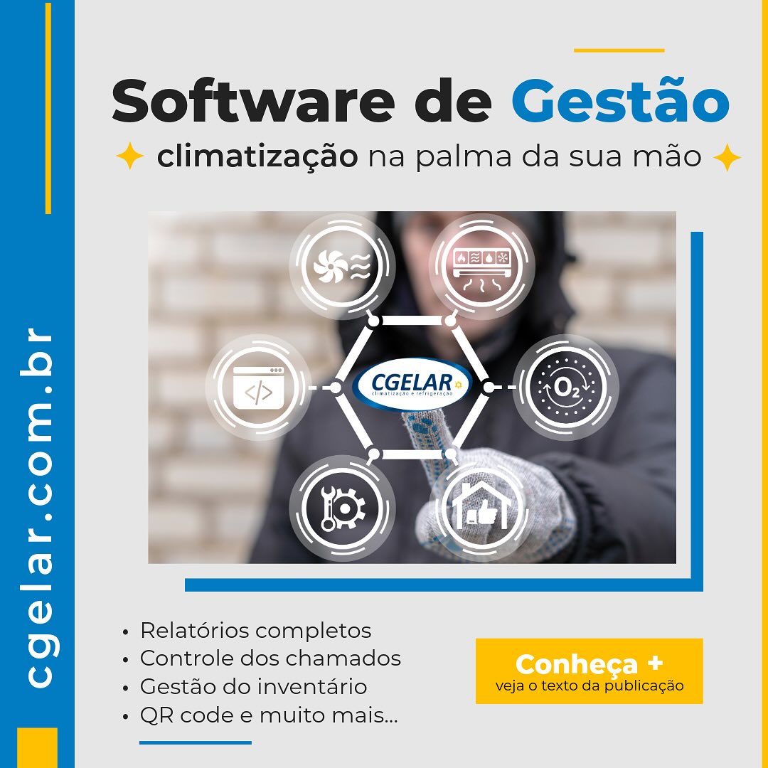 Software de Gestão CGELAR
🎯 Gestão de Climatização na palma da sua mão!

💬 Com o nosso software exclusivo, você acompanha todos os chamados, manutenções e inventário de equipamentos em tempo real. Mais agilidade, controle e transparência para a sua operação.
📊 Relatórios completos, histórico de serviços e indicadores sempre à sua disposição.
💻 Modernize a gestão da climatização da sua empresa com tecnologia!

🔗 Saiba mais em: www.cgelar.com.br