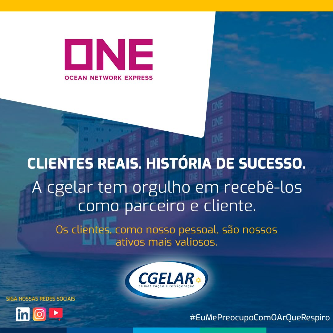 🌎 NOVA PARCERIA | BEM-VINDA, ONE!

Temos o prazer de anunciar a Ocean Network Express (ONE) como a mais nova empresa a confiar seus sistemas de climatização aos cuidados da CGELAR.

A partir de agora, nossa equipe assume esse novo desafio com o compromisso de proporcionar qualidade técnica, confiabilidade operacional e excelência na manutenção, características que fazem parte do padrão CGELAR.

É uma satisfação iniciar essa parceria com uma empresa de atuação global e agregar nossa experiência à sua operação no Brasil.

Agradecemos à ONE pela confiança e damos as boas-vindas à nossa carteira de clientes!

💙💛 Bem-vinda à CGELAR!

#CGELAR #ONE #OceanNetworkExpress #NovoCliente #NovaParceria Climatização HVAC Facilities Manutenção Engenharia